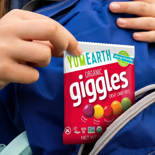 Miniatura 9 de YumEarth Organic Giggles Caramelos Masticables – Apto para alérgicos, sin colorantes artificiales, sin OGM, sin gluten, sabor a fruta, snacks
