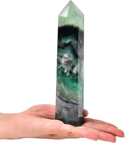 Miniatura 30 de AMOYSTONE Varita de obelisco hexagonal septario natural, torre de cristal curativo, 6 caras, pulida de 1.7 a 2 libras para reiki, chakra, regalos
