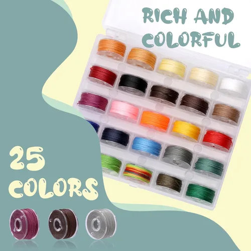 Miniatura 3 de Juego de hilos de cera de 25 colores, cuerda encerada para manualidades para fabricación de joyas, hilo de bobina de 0.018 in con aguja de cuentas