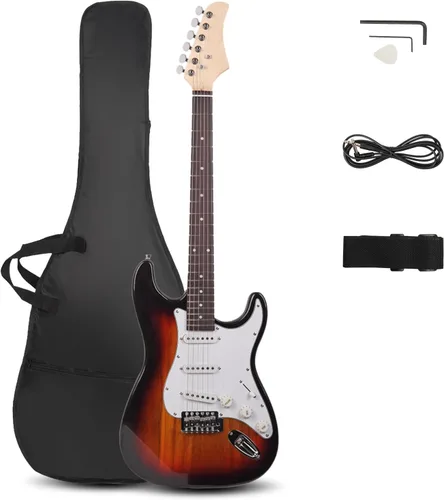 Miniatura 9 de Ktaxon - Guitarra eléctrica de 39 pulgadas, kit de guitarra de cuerpo sólido de tamaño completo para principiantes con bolsa para viaje, correa