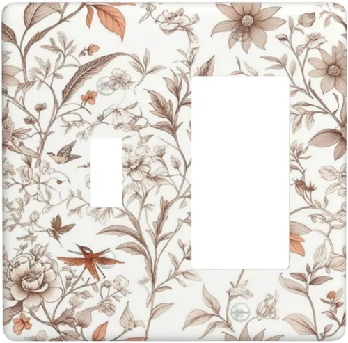 Miniatura 95 de Cubiertas Decorativas para Tomacorrientes Boho Floral Beige Flor y Hoja Botánico 1 Gang Interruptor de Luz Dúplex Placa Cubierta Placas de Boho
