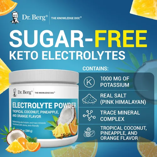 Miniatura 7 de Dr. Berg Polvo de Electrolitos Keto de Hidratación Sin Azúcar - Mejorado con 1000 mg de Potasio y Sal Rosa del Himalaya (NO Sal de Mesa)