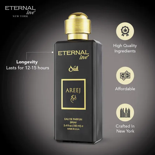 Miniatura 4 de Eternal Love Areej Oud - Eau de Parfum unisex de larga duración, fragancia oriental picante cálida con Oud y tabaco, aroma árabe inspirado en Dubái