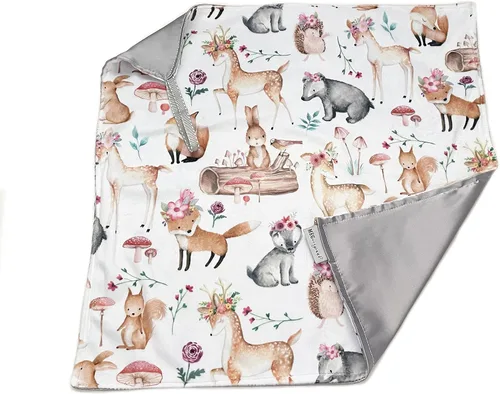 Miniatura 5 de MEG ORIGINAL Manta de seguridad para bebé, satén y animales del bosque minky con lazo para niños y niñas (amigos del bosque/óxido)