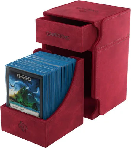 Miniatura 2 de Caja de cubierta GameGenic – Watchtower XL Roja 100CT – Almacenamiento de tarjetas TCG, OCG, CCG duradero y resistente – Compatible con Pokemon, Rojo