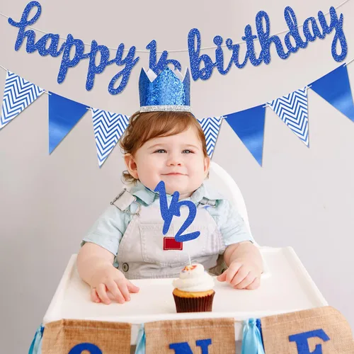 Miniatura 6 de Boao Juego de Decoraciones de Medio Cumpleaños Pre-Ensartadas de 6 Meses Pancarta de Feliz 1/2 Cumpleaños, Adorno para Pastel de Medio Año