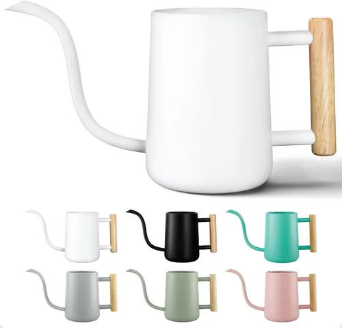 Miniatura 13 de Regadera de metal de 35 onzas, pequeña para interior, con boquilla larga y mango de madera real para plantas de casa, suculentas, cactus y plántulas