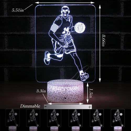 Miniatura 5 de Luz nocturna de baloncesto para niños, regalo para amantes del baloncesto con control remoto y táctil inteligente, 16 colores cambiantes, lámpara