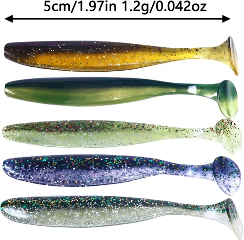 Miniatura 2 de Cebos de natación de cola de paleta, señuelos de pesca de plástico suave, cebos de natación para pesca de lubina, 30/50 piezas con caja, cebos de A