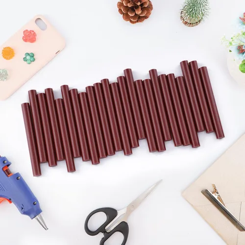 Miniatura 7 de ENPOINT Barras de pegamento caliente rojo vino, 24 barras de pegamento termofusible tamaño de color, barras adhesivas de cera de sellado