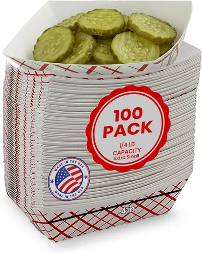 Miniatura 8 de MT Products Bandeja de comida a cuadros para almuerzo de 5 libras, bandeja desechable de papel para alimentos, paquete de 50