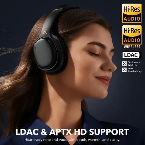 Miniatura 7 de 1Mii Auriculares híbridos E700 con cancelación activa de ruido, Bluetooth inalámbrico de alta resolución LDAC, cómodos sobre la oreja para viajeros