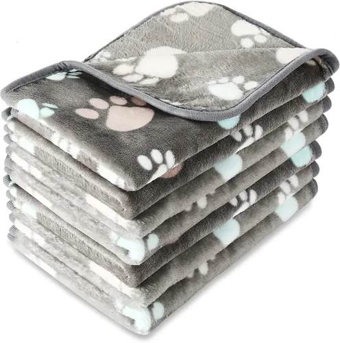 Miniatura 12 de Tatuo Paquete de 4 mantas de forro polar para perros cachorros y gatos, tapete de dormir de varios tamaños para mascotas, conejillos de indias, Beige
