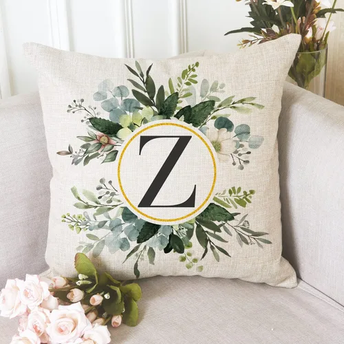 Miniatura 6 de Snycler Fundas de almohada con monograma de la letra Z floral, 18 x 18 pulgadas, almohadas decorativas de primavera vegetal, decoración de verano