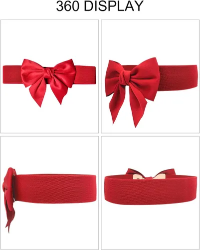 Miniatura 11 de TeeYee Lindo cinturón elástico ancho para mujer, cinturón de lazo elástico para fiesta de Navidad, vestidos casuales a juego para mujer