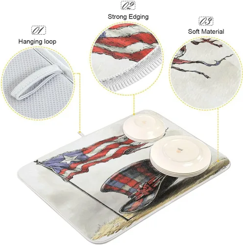 Miniatura 4 de Tapete de secado de platos para encimera de cocina, tapete de secado de platos, tapete escurridor de platos, almohadilla de microfibra absorbente