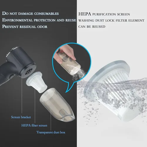Miniatura 2 de El mini aspirador de coche 3 en 1 tiene una súper succión de 10000 PA y 120 W de alta potencia. La aspiradora portátil de mano se puede utilizar