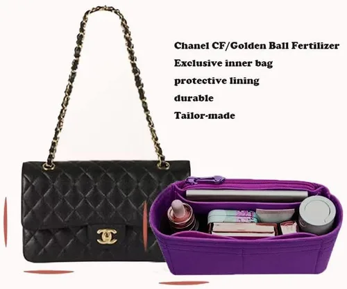 Miniatura 3 de Lckaey Bolsa Organizador Inserto para Chanel Classic Flap Mini Bag Shaper Monedero Inserto - Bolso Premium Felt Organizer 2009Purple-mini