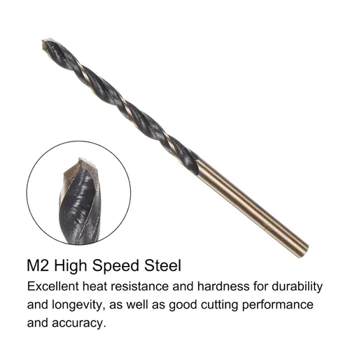 Miniatura 4 de uxcell Brocas Jobber de 0.118 in (0,118 pulgadas) de nitruro negro y oro recubierto de titanio M2 de alta velocidad (HSS) Brocas helicoidales