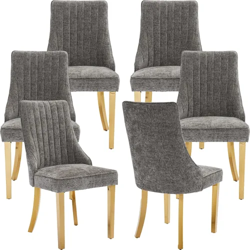 Miniatura 13 de Juego de 2 sillas de comedor modernas de mediados de siglo, tapizadas de tela beige, sillas de cocina y comedor, sillas de cocina con patas