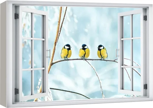 Miniatura 41 de wall26 - Cuadro en lienzo para pared, vista de ventana, río neón turquesa, rápido, bosque, lago, arroyo, naturaleza salvaje, fotografía, realismo