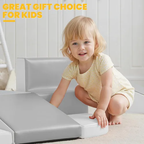 Miniatura 8 de Hoohtoot Bloques de escalada de espuma suave para niños pequeños: juego de cuero sintético de 6 piezas - Juguetes de escalada y gateo para niños