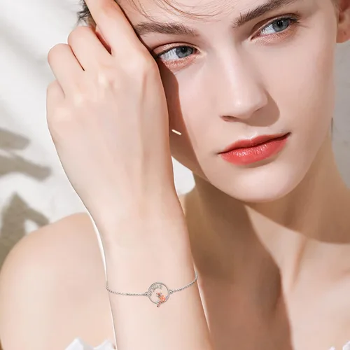 Miniatura 6 de YAFEINI Animal Bracelet Sterling Silver SlothHummingbirdAxolotlPenguinRed Panda Bracelet Cute Animal Jewelry for Women Girls Gifts