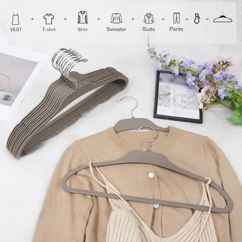 Miniatura 8 de Perchas de plástico para ropa, perchas de goma antideslizantes mejoradas, perchas de ropa duraderas no aterciopeladas, 15.7 pulgadas para ropa