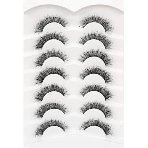 Miniatura 4 de Pooplunch Pestañas postizas con aspecto de ojo de gato look natural, pestañas cortas finas, extensión cruzada 8D volumen, pestañas postizas de visón