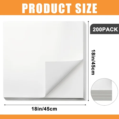 Miniatura 2 de Harloon 200 hojas de papel de carnicero de 18 x 18 pulgadas, papel de carnicero para sublimación, hojas desechables precortadas para envolver Blanco