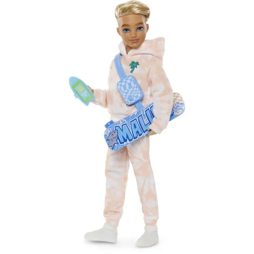 Miniatura 4 de Muñeca Barbie Dream Besties y Accesorios, Muñeca Ken Posable de Moda con Ropa Removible y Cabello Rubio, 9 Piezas Temáticas de Verano y Patinaje