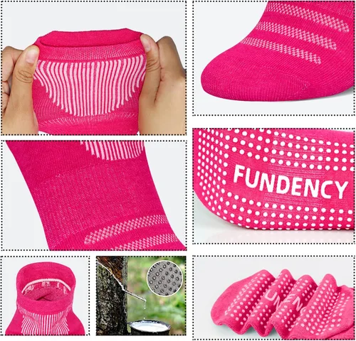 Miniatura 4 de FUNDENCY Calcetines de yoga antideslizantes para mujer, 6 pares, calcetines antideslizantes para pilates, Bikram Fitness Calcetines con empuñaduras