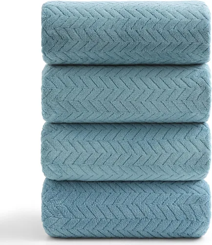 Miniatura 13 de Ferdilan - Juego de 4 toallas de baño grandes de 35 x 70 pulgadas, 600 GSM, ultra suaves y absorbentes, para silla de baño, color negro, toallas