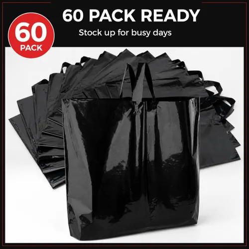 Miniatura 8 de Bolsas de compras de plástico grandes de 19 x 15 pulgadas con asas, bolsas de compras extra grandes para boutique de pequeñas empresas, tiendas