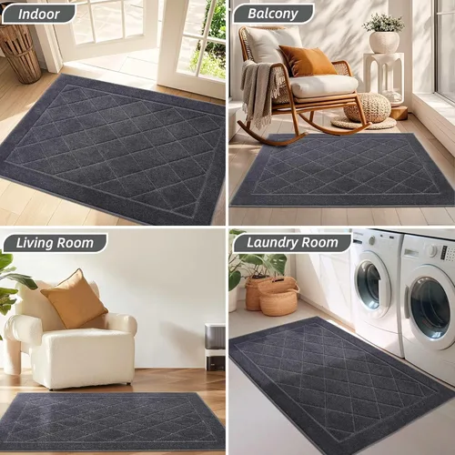 Miniatura 8 de BEQHAUSE Tapete para puerta de 20 x 32 pulgadas, tapete antideslizante para puerta, lavable, tapete para puerta de perro, resistente a las manchas