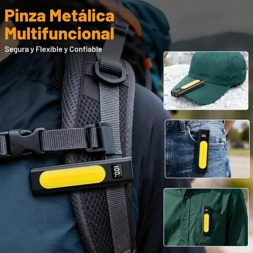 Miniatura 6 de Linternas recargables de alto lúmenes 1800, linterna plana EDC con magnética, linterna de bolsillo de 11 modos súper brillante, luces LED tácticas