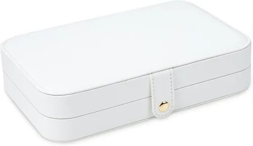 Miniatura 7 de Organizador de joyas de viaje, joyero de viaje, estuche de viaje para mujer, pequeño joyero para viajes, organizador de viaje de joyería, blanco B
