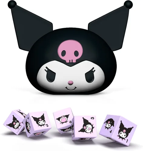 Miniatura 4 de YAHTZEE: Kuromi Taza de dados de cabeza Kuromi coleccionable Dados con su adorable gama de emociones Juego de dados clásico basado