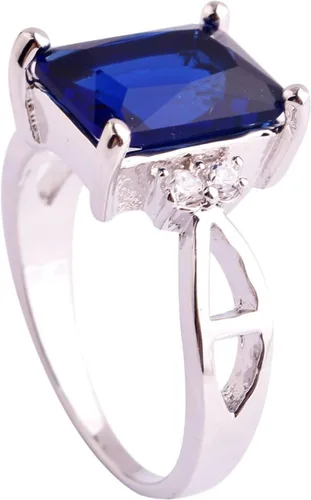 Miniatura 3 de Anillo solitario chapado en plata 925 con circonita cúbica de amatista artificial para mujer