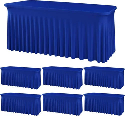 Miniatura 11 de Mantel rectangular de elastano negro, funda elástica ajustada para mesas rectangulares de 1,8 m, falda de mesa elástica sin arrugas para decoración
