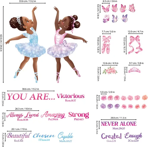 Miniatura 6 de DECOWALL SG2-2319 Chica Negra Bailarina Mágica Pegatinas de Pared Calcomanías Afro Arte Mujeres Inspirador Dormitorio Guardería Regalo Hermosa Sala