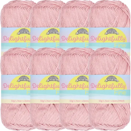 Miniatura 19 de JubileeYarn - Ovillo de hilo deliciosamente fino, 1.76 oz/madeja de rayón de bambú, color rosa polvo, 4 madejas