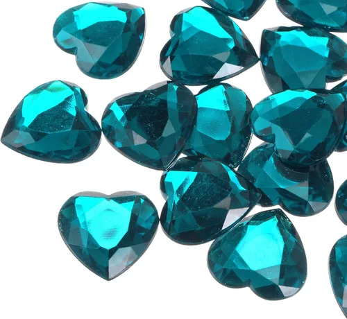 Miniatura 15 de MECCANIXITY 20 piezas de diamantes de imitación acrílicos de corazón de 0.787 pulgadas (0.787 in) con parte trasera plana, gemas de plástico