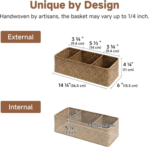 Miniatura 2 de StorageWorks Cestas de papel higiénico para estantes, cestas de mimbre de 3 secciones, cesta de inodoro para tapa de depósito, encimera, despensa