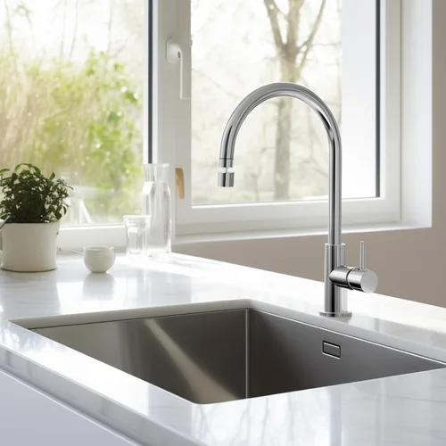 Miniatura 7 de Aireador de grifo de cocina giratorio de 360 grados anti salpicón, extensor de grifo para ahorrar agua con 2 modos de rociado de 1.8GPM Cromo