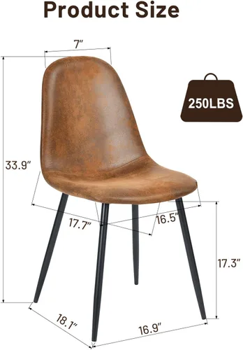 Miniatura 3 de FurnitureR Juego de 4 sillas de comedor, asiento de comedor tapizado de tela de felpilla con patas de metal resistentes, sillas laterales de Beige