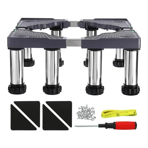 Miniatura 11 de PATIKIL Mini soporte para nevera, 8 pies fuertes, base de soporte de lavandería, bandeja de base ajustable multifuncional, antivibración