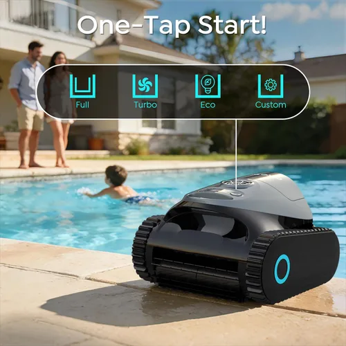 Miniatura 5 de Limpiador robótico TALOSBO C1 para piscinas, 180 minutos, succión ultra fuerte, limpieza de paredes y líneas de flotación, aspiradora de piscina