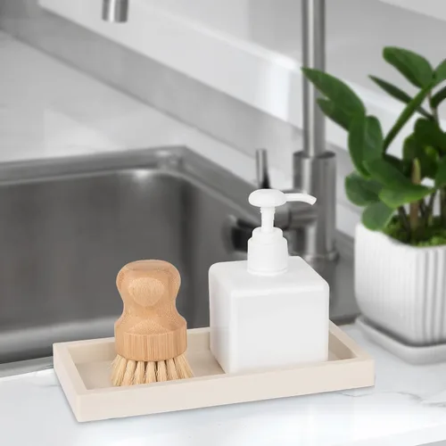 Miniatura 3 de Bandeja de baño, pequeña bandeja de tocador de silicona, jabonera, soporte para esponja, organizador de fregadero de cocina, accesorios de baño