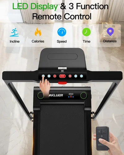 Miniatura 3 de Almohadilla para caminar con inclinación, cinta de correr con inclinación Akluer para el hogar, 2.5 HP pequeña para debajo del escritorio